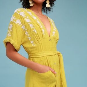 Free People Mustard Yellow Embroidered Dress!
